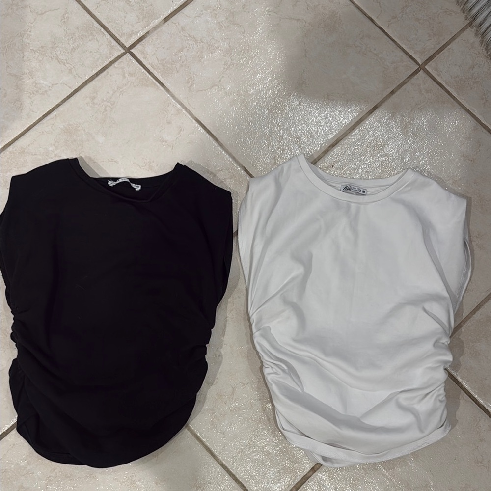 Zara ruched tank white/black